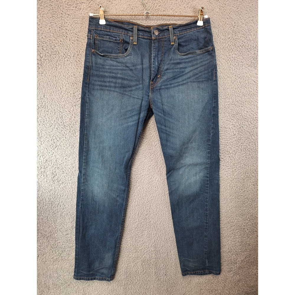 Levi's 502 Jeans Mens 34x34 (Fits 32x30) Blue Denim Whiskered Red Tab Streetwear
